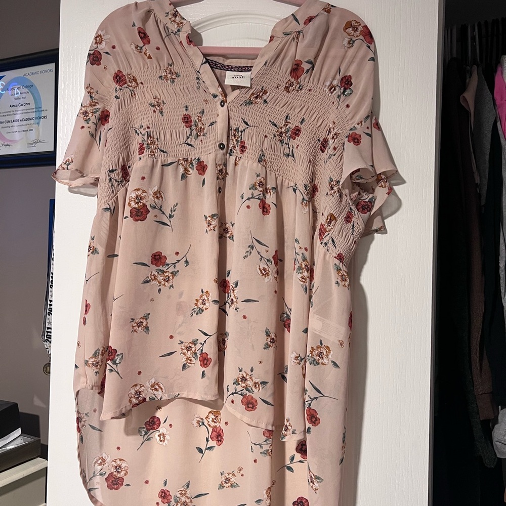 Knox Rose Floral Blouse - Pink and Red